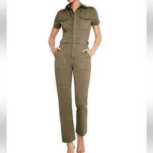 NWT GOOD AMERICAN FIT FOR SUCCESS STRAIGHT LEG DENIM JUMPSUIT IN FATIGUE M